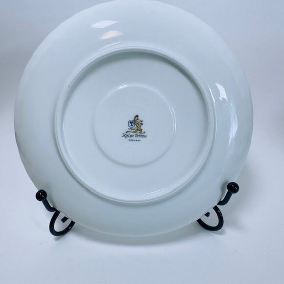 Royal Tettau South Wind Grey Green 4 Cups & Saucers Set Border Swirled w/ Trim - Picture 13 of 16